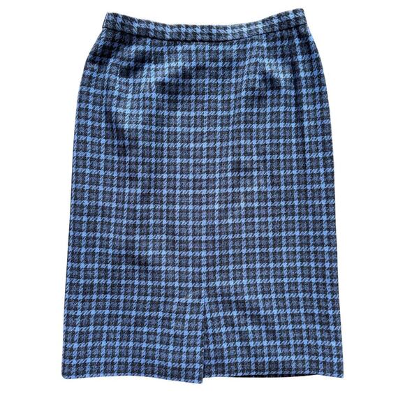 Pendleton Vintage 100%‎ Wool Skirt Women Sz 12 Blue Gray Midi Houndstooth preppy - Picture 10 of 10